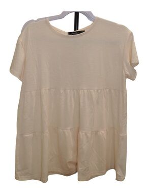 Cream Tiered Short-Sleeve Tunic Top